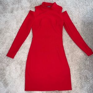 Red cold shoulder dress